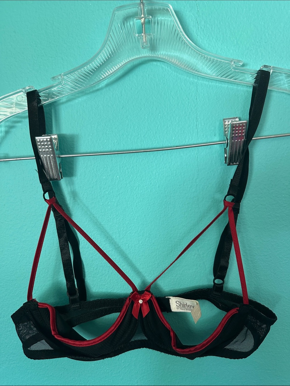 Shirley Of Hollywood Red Detail Underwire Lingerie Bra S